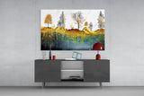 Golden Forest Reflections Glass Wall Art