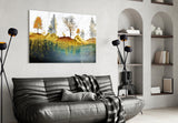 Golden Forest Reflections Glass Wall Art