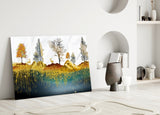 Golden Forest Reflections Glass Wall Art