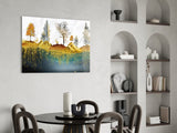 Golden Forest Reflections Glass Wall Art