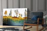 Golden Forest Reflections Glass Wall Art