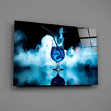 Mystic Blue Cocktail Glass Wall Art