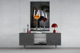 Wine Glasses with Bottle Glass Wall Art
