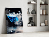Mystic Blue Smoke Martini Glass Wall Art
