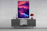 Neon Mountain Horizon Glass Wall Art