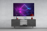 Neon Triangle Over Mountain Glass Wall Art