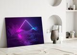Neon Triangle Over Mountain Glass Wall Art
