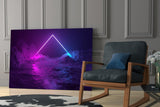 Neon Triangle Over Mountain Glass Wall Art