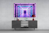 Neon Light Tunnel Glass Wall Art