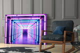 Neon Light Tunnel Glass Wall Art