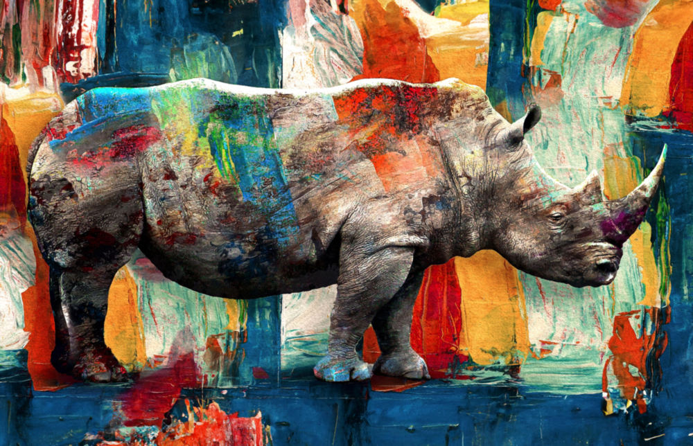 Rhino Glass Wall Art