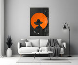 Red Sun Silhouette Glass Wall Art