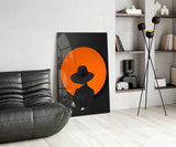 Red Sun Silhouette Glass Wall Art