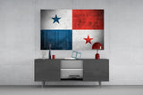 Panama Flag Grunge Glass Wall Art
