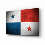 Panama Flag Grunge Glass Wall Art