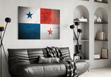 Panama Flag Grunge Glass Wall Art