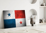Panama Flag Grunge Glass Wall Art