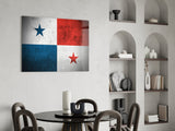 Panama Flag Grunge Glass Wall Art