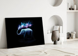 Elephant Galaxy Glass Wall Art