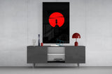 Samurai Sunset Glass Wall Art
