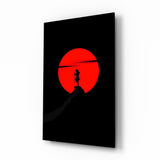 Samurai Sunset Glass Wall Art