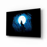 Wolf Howling at Moon Glass Wall Art