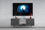 Wolf Howling at Moon Glass Wall Art