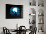 Wolf Howling at Moon Glass Wall Art