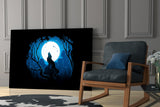 Wolf Howling at Moon Glass Wall Art
