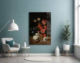 Elegant Dark Floral Bouquet Glass Wall Art