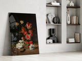 Elegant Dark Floral Bouquet Glass Wall Art