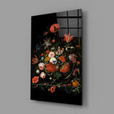 Elegant Dark Floral Bouquet Glass Wall Art