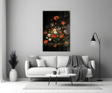 Elegant Dark Floral Bouquet Glass Wall Art