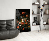 Elegant Dark Floral Bouquet Glass Wall Art