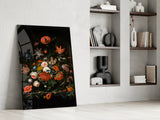 Elegant Dark Floral Bouquet Glass Wall Art