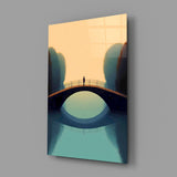 Bridge Reflection Serenity Glass Wall Art