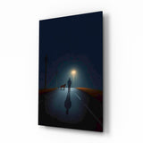 Nächtlicher Spaziergang mit Licht Glasbild - 72x46 cm