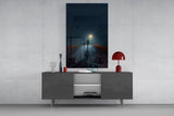 Night Walk with Light Glass Wall Art