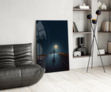 Night Walk with Light Glass Wall Art