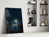 Night Walk with Light Glass Wall Art