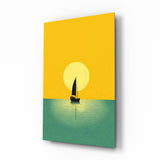 Sailboat Sunset Serenity Glass Wall Art - 72x46 cm