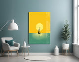 Sailboat Sunset Serenity Glass Wall Art