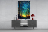Starry Forest Path Glass Wall Art