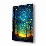 Starry Forest Path Glass Wall Art - 72x46 cm