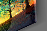 Starry Forest Path Glass Wall Art