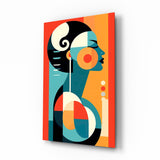 Abstrakte geometrische Frau Glasbild - 72x46 cm
