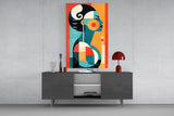 Abstract Geometric Woman Glass Wall Art