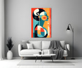 Abstract Geometric Woman Glass Wall Art
