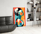 Abstract Geometric Woman Glass Wall Art