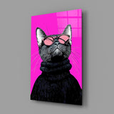 Cool Cat in Shades Glass Wall Art